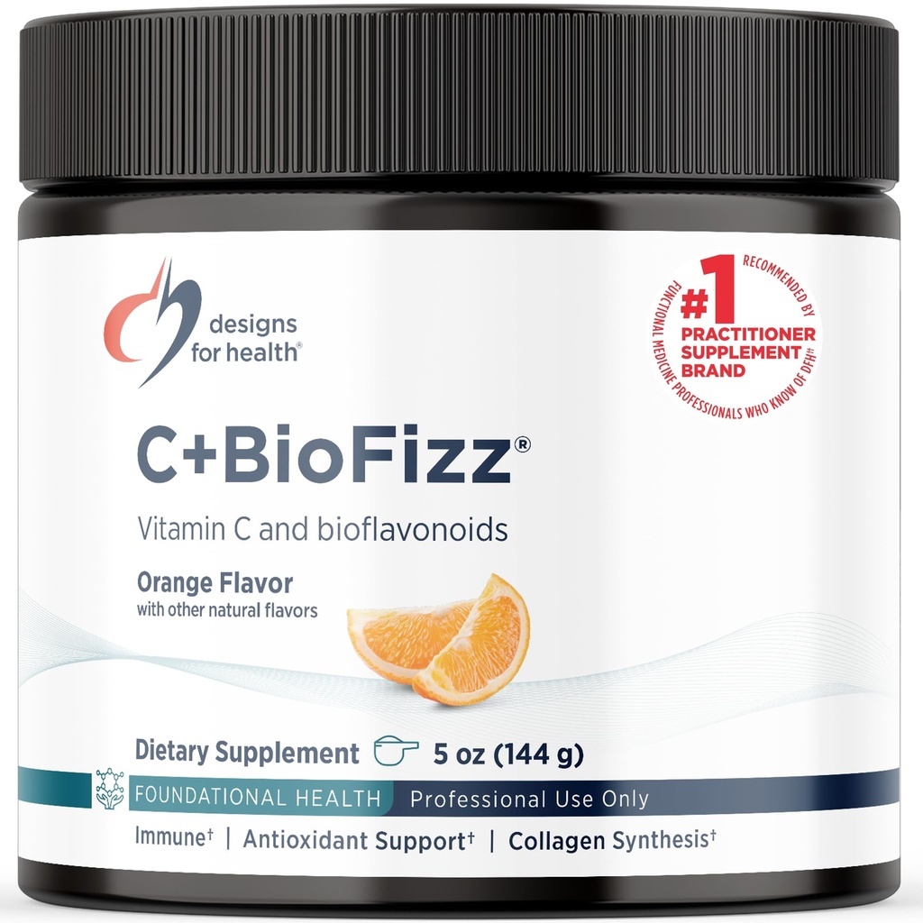 Designs para a saúde C+BioFizz Fizzy Vitamina C Beber Pó de alta potência em pó com bioflavonóides - Imune + Apoio antioxidante - Vegan (36 Servings / 144g)