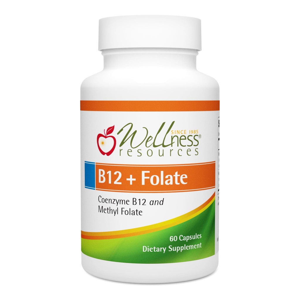 Recursos de bem-estar B12 e suplemento de folato - metil B12 1000 e folato metilado para alta absorção, sem glúten, suplemento de suporte imunológico, B12 e folato para MTHFR, 5-MTHF