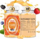 L-Lysine Gummies 1000mg - L-Lysine Suplementos para Crianças e Adultos - Lip e Soro Frio* Suporte para Mulheres - Mastigável Lisina Gummies com Vitamina B12 - Vegan, Não OGM, Sem glúten, 120 Condes