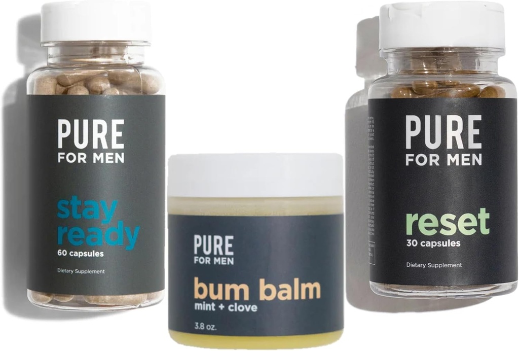Puro para os homens Mantenha-se pronto Fibra (120 Conde), Bum Balm & Reset (30 Conde)