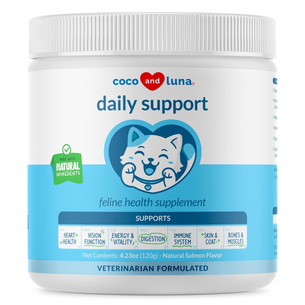 Multivitamina para Gatos - 4 onças em pó - L-Lysine, Taurina e espirulina para apoio imunológico e saúde ocular - Óleo de peixe e vitaminas para a pele e saúde do coração. (para os gatos)