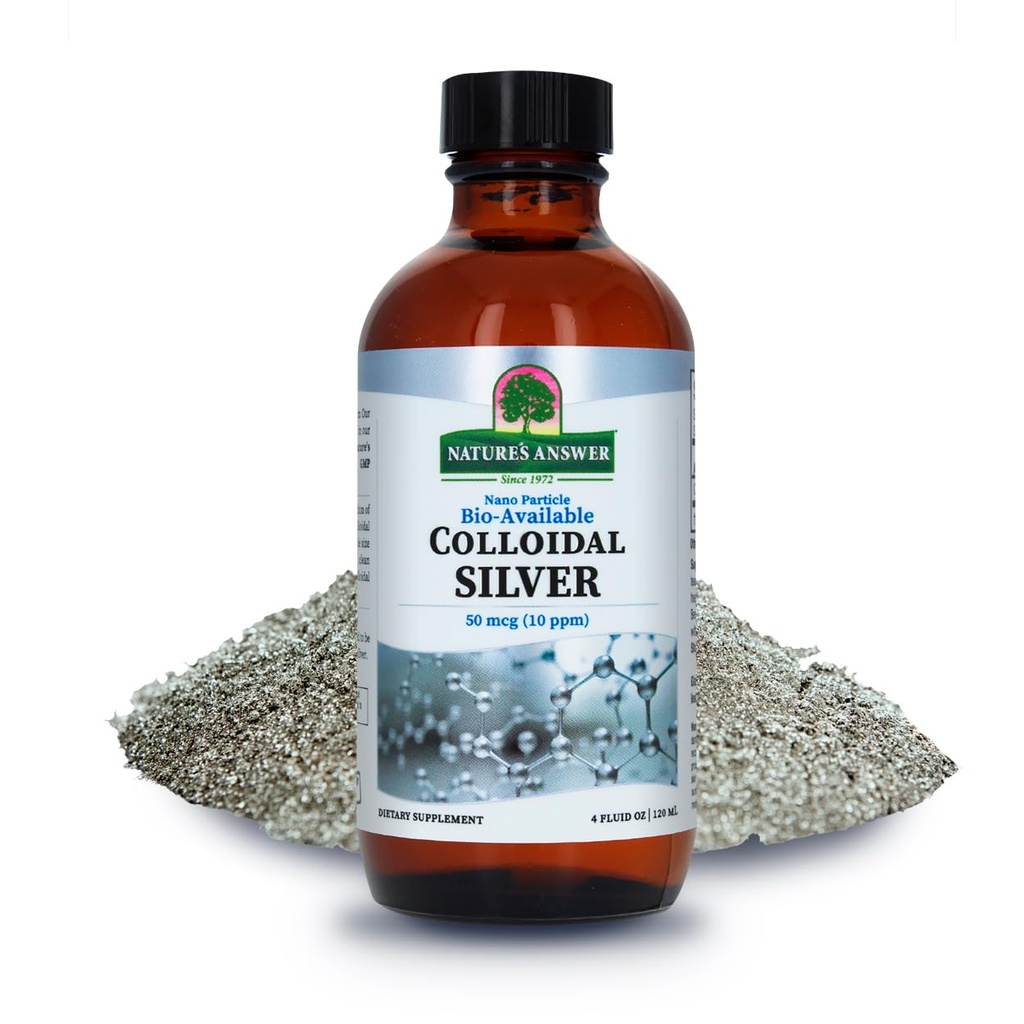 Líquido de prata coloidal 10 PPM 50 MCG de alta potência Superior Elemental de prata Salva Imune Suplemento de suporte, 4 fl. oz Suporte Imune Natural