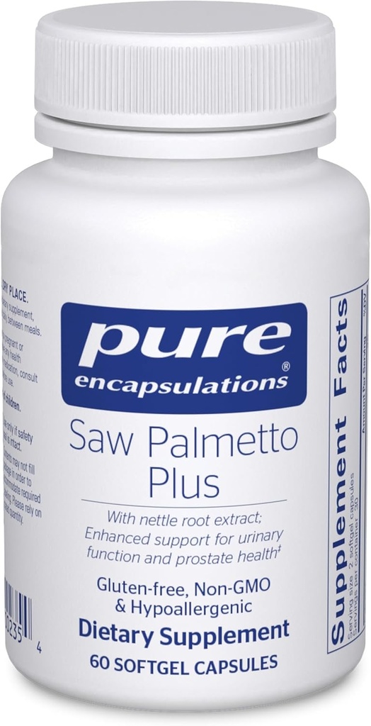 Encapsulamentos puros Saw Palmetto Plus com Extrato de Raiz Nettle para apoiar a função urinária