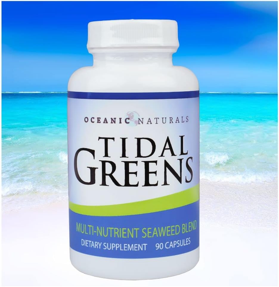Tidal Greens Seaweed Supplement Fonte Natural de Iodine - Suporte Imune Bem-Estar Energia - 90 Cápsulas Vegetarianas