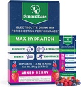 Smart Eats Electrolyte Powder - 1,690mg Eletrólitos, 9 Minerals e Vitaminas Essenciais, 5 Antioxidantes, Hidratação rápida e energizante, Projetado por médicos, < 1 Gram Sugar, Azedo sabor Berry - 30 Packets