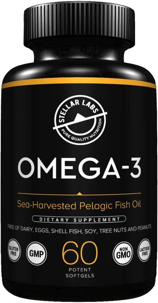 Stellar Labs Omega-3 suplemento de óleo de peixe - 60 CT LowFODMAP Certificado