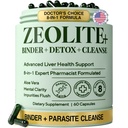 Clinoptilolite Zeolite Detox Supplement – Microplastics Liver Cleanse & Repair with Activated Charcoal, NAC & Milk Thistle – Full Body Detox Cleanse, Gut Health & Binder Detox for Adults – 60 Capsules