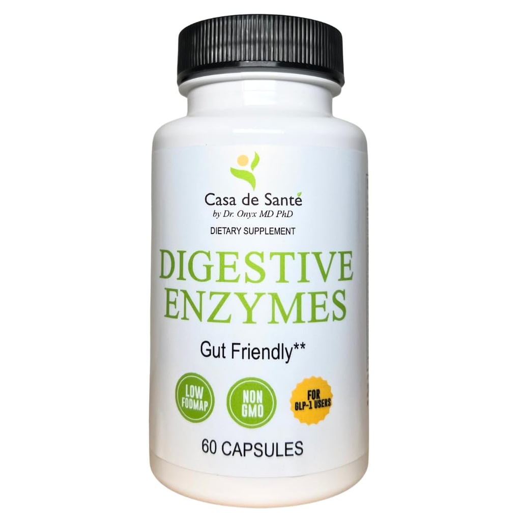 Casa de Sante FODMAP Enzimas Digestivas, Sem Inulina Alta, Suporte de Intolerância Keto Carnívoro, 18 Multi Enzyme Amylase Bromelain Lipase Lactase Protease Papain Alpha galactosidase, Mais - Sem OGM