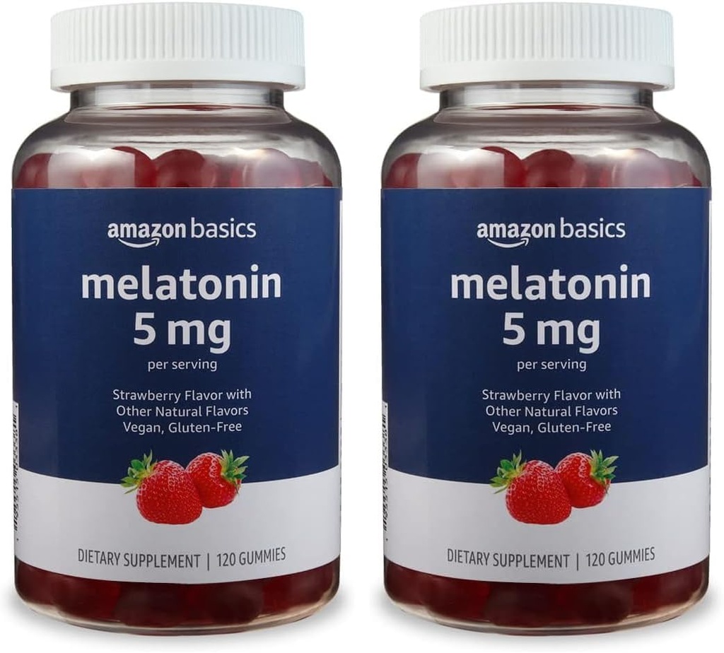 Basics Melatonina 5mg, 120 chicletes (2 por serviço), morango (antes Solimo) (Pacote de 2)