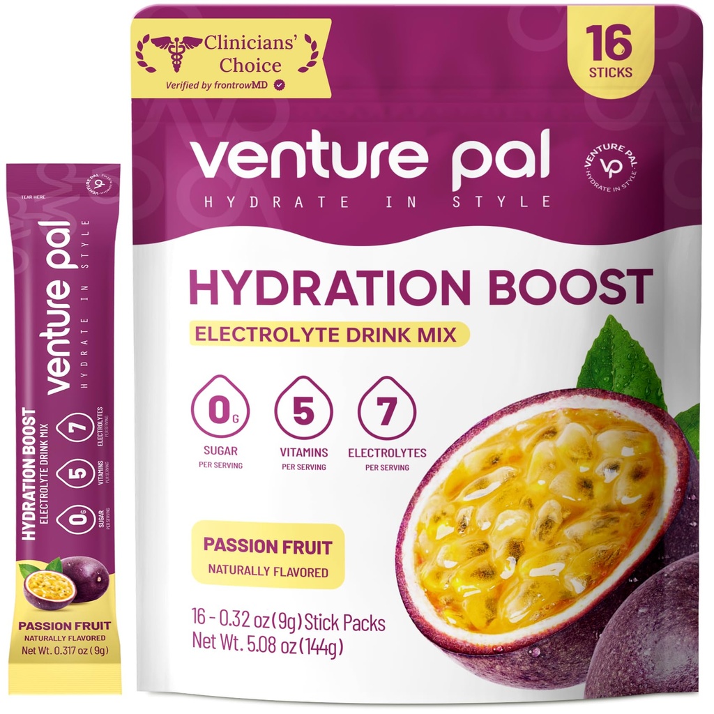 Venture Pal Sugar Free Electrolyte Powder Packets - Liquid Daily IV Drink Mix for Rapid Hydration & Party Recovery (Rápido Hydration & Party Recovery) 5 Vitaminas e 7 Eletrolitos Keto Friendly