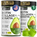 Chicletes de peptídeo de biotina e colagénio para o crescimento do cabelo, pele e unhas 120 Pcs (2 Pack) - 82000 Mcg - mastigações de biotina com queratina Max força - gomas de beleza para mulheres e homens - livre de açúcar, não-GMO