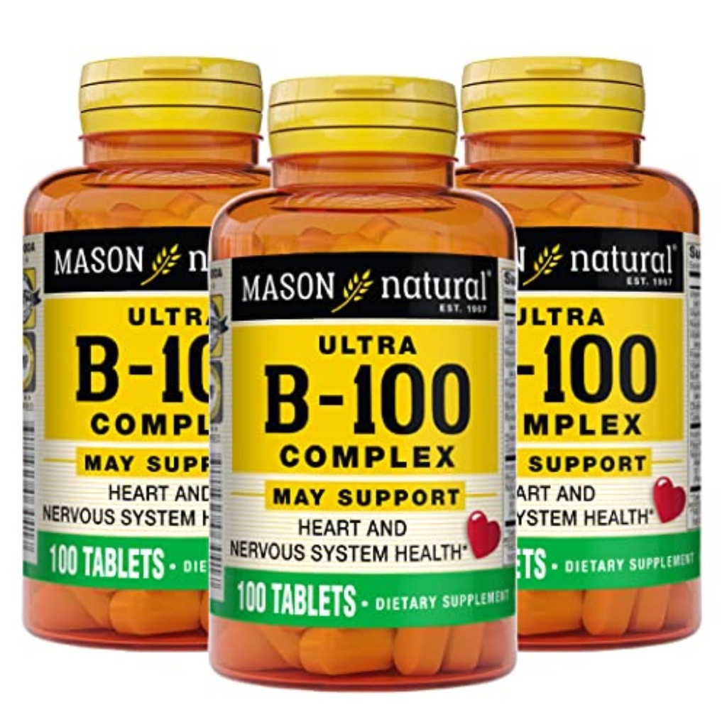 MASON NATURAL Ultra B.100 Complexo, 300, Abastecimento Dia, para suporte imunológico normal e Metabolismo de Energia, 3 Pack