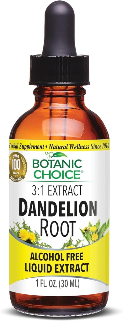 Escolha botânica Raíz de dente-de-leão, Alcohol Free Liquid Extract-Traditional Support for Liver Health, Cleanse Toxins, Aid Digestion-1 Fluid Ounce