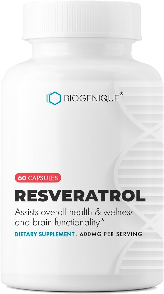 Resveratrol 600mg Potent Antioxidants & Trans-Resveratrol de Polygonum Root Extract, Promove o suporte antienvelhecimento e cardiovascular, 60 cápsulas - Made in USA - Vegan, Non-GMO, Gluten Free