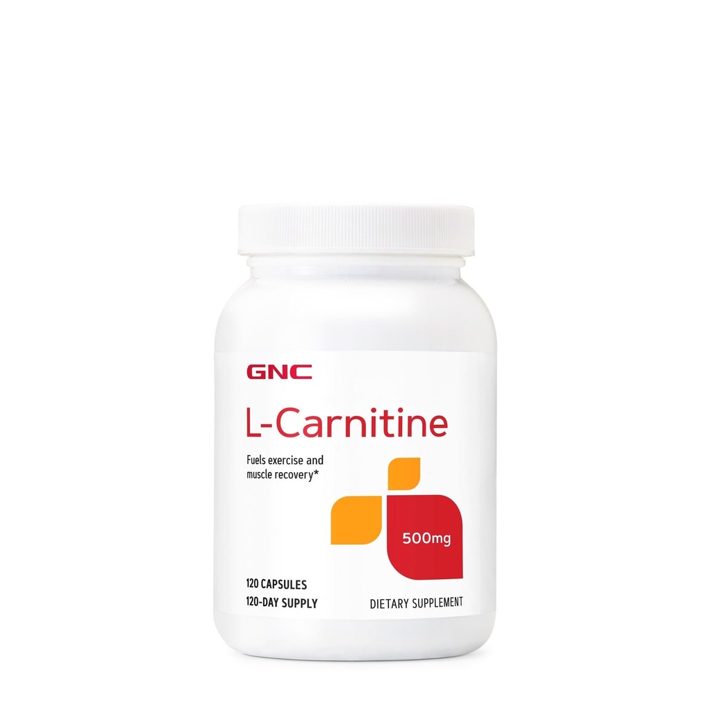 GNC L Carnitina 500mg Suplemento, Suporta a recuperação muscular, 120 Servões
