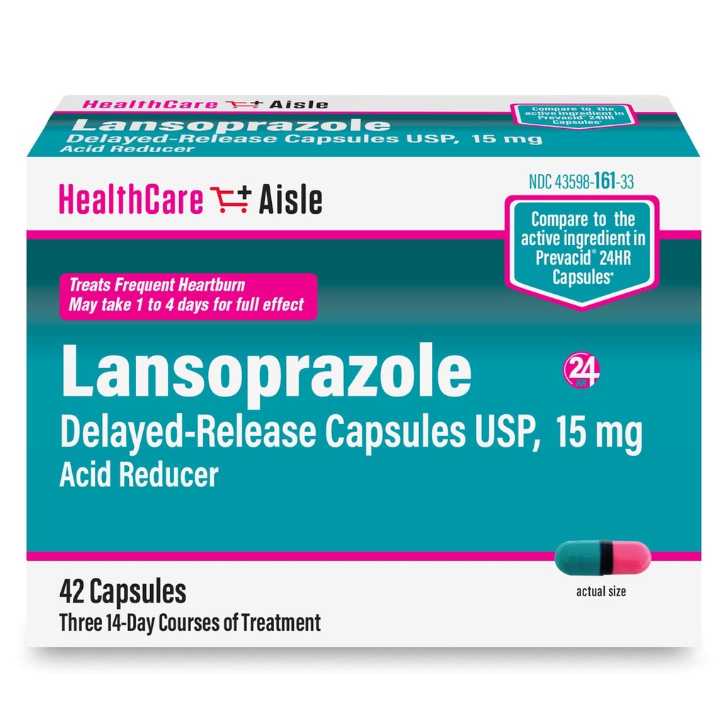 HealthCareAisle Lansoprazol 15 mg - 42 Cápsulas de Libertação Atrasada - Redutor de Ácido, Trata Azia Frequente