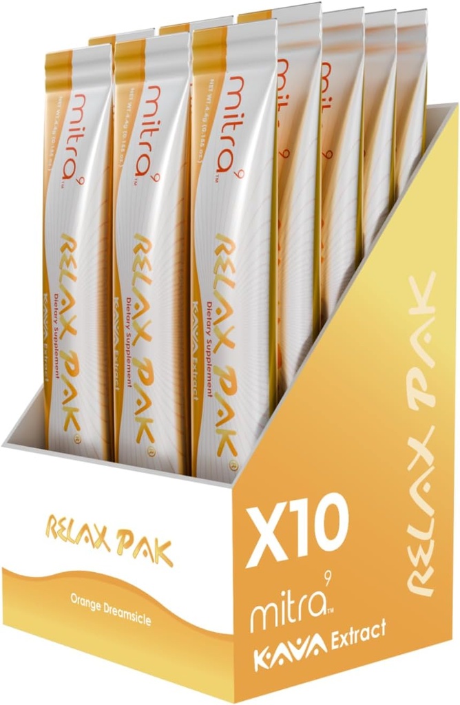 Mitra9 Kava Powder RelaxPak - Pacotes de extrato de Kava de sonho laranja em pó