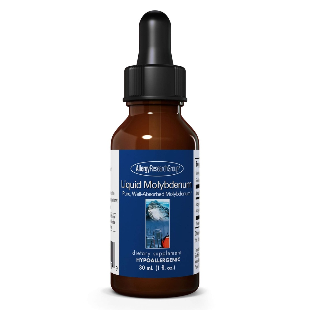 Grupo de Pesquisa em Alergia Suplemento de Molibdênio Líquido - Suporte ao Metabolismo do Enxofre, Detox, Ácido Urico, Trace Minerals, 25mcg Drops Líquidos - 1 Fl Oz