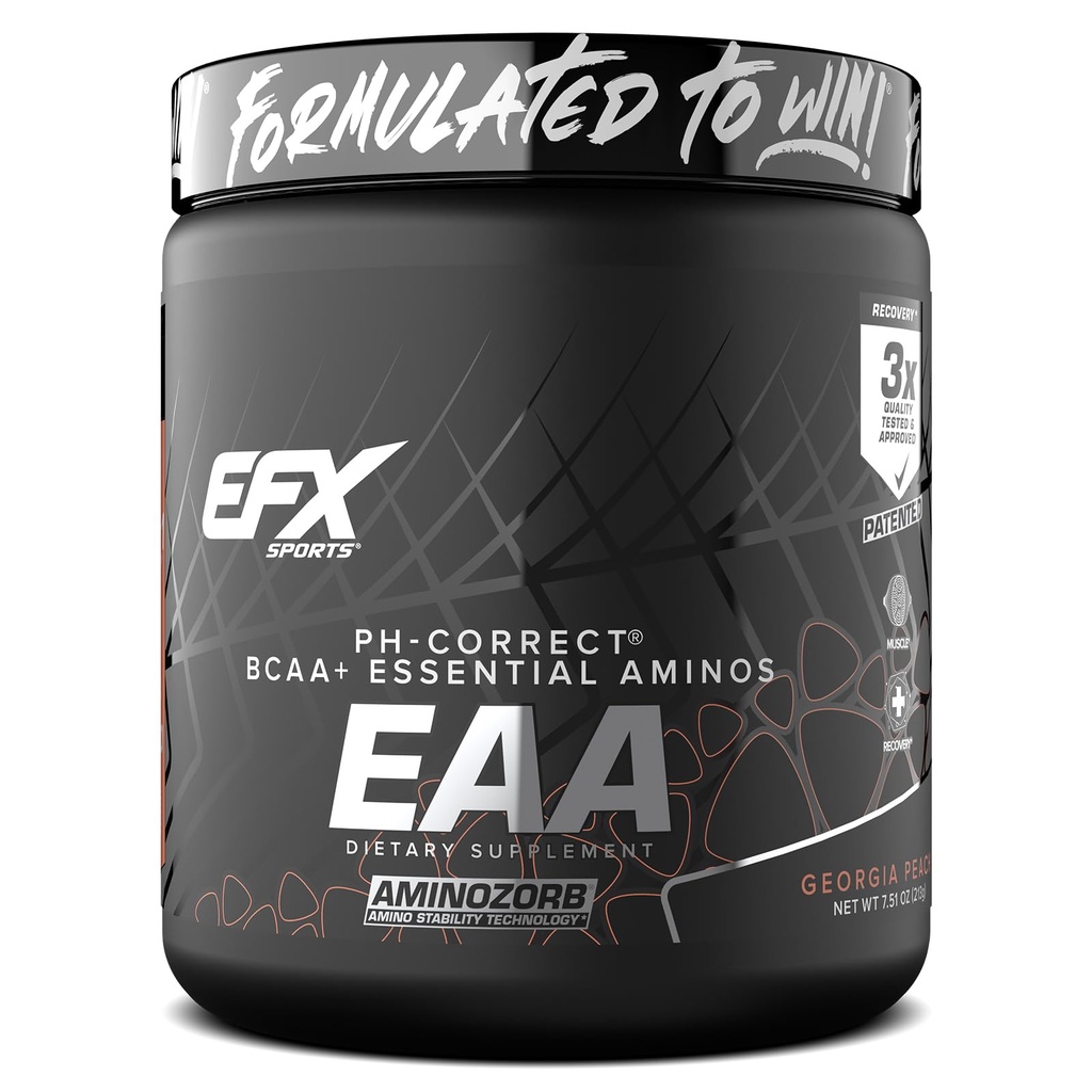 EFX Sports Training Ground EAA - Suplemento de Aminoácidos Essenciais - Síntese de Energia e Proteínas - Pré, Intra ou Pós-treino - 40 Servidores (Georgia Peach)