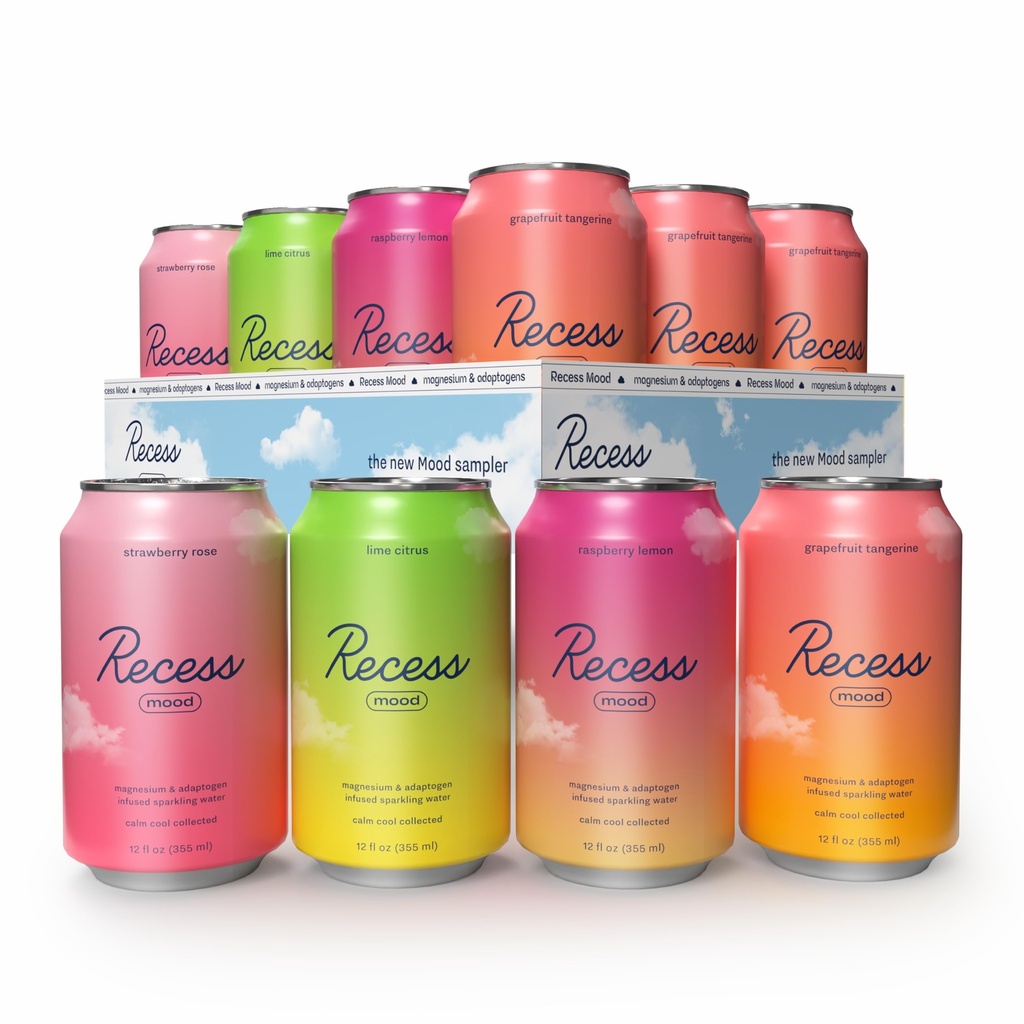 Recesso Mood Magnésio e Adaptogen Bebida, Refrigeração Bebida, 12 Onça (Pacote Variety, Embalagem 12)