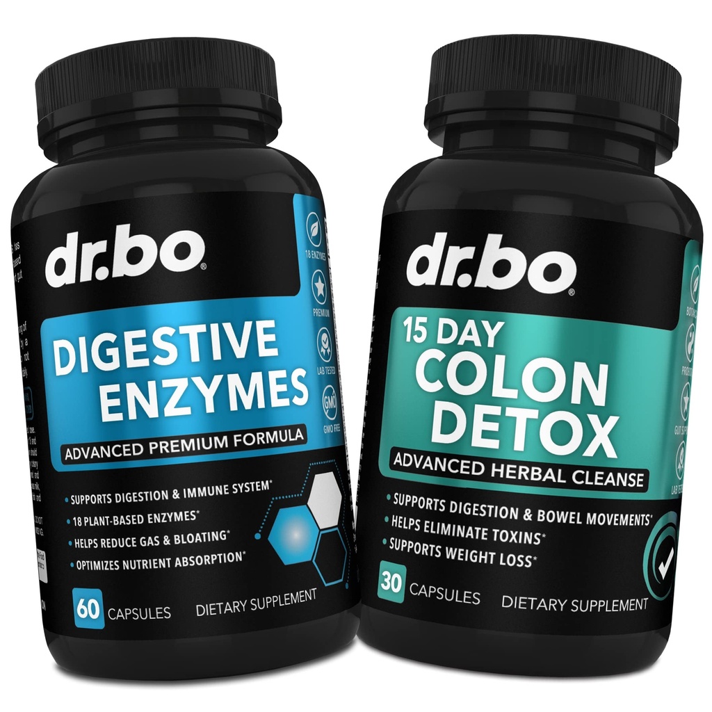 Enzimas Digestivas & Detox Cleanser Colón - Suplemento Digestion & 15 dias comprimidos de limpeza intestinais para mulheres e homens - rápido laxante natural para alívio da constipação & Bowel Suplementos Movimento para gut