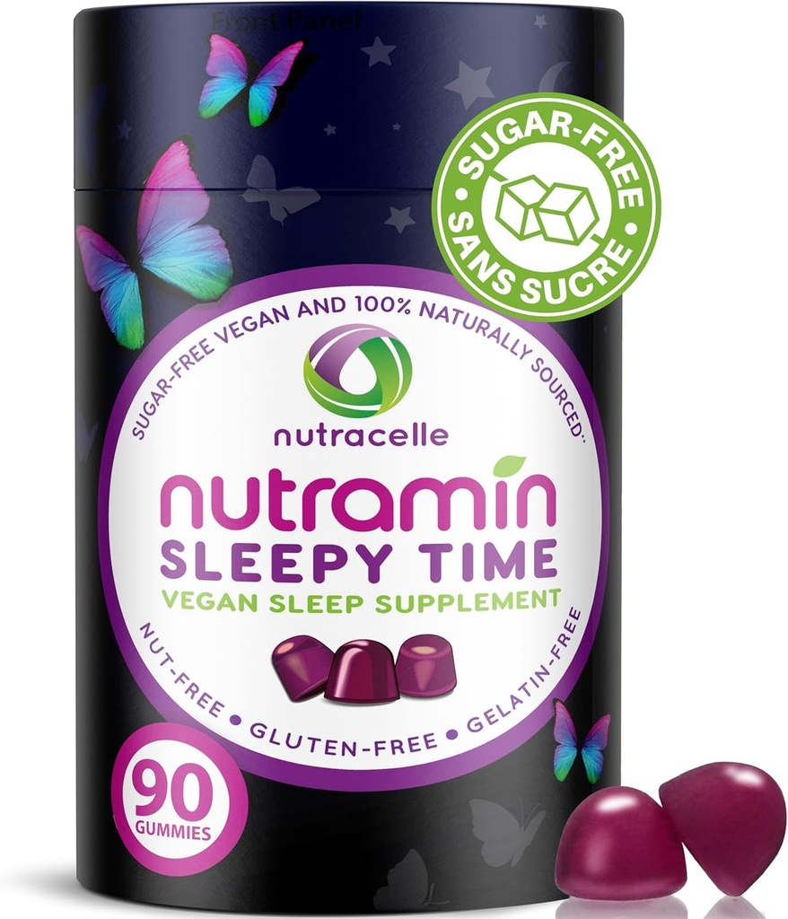 Nutramin Sleepy Time Gummy: O Vegan, Livre de açúcar, Melatonina natural 5mg para sono mais profundo - Sem Grogginess no próximo dia, Não-Habit formando delicioso & sem drogas alergia-seguro ervas dormir chicletes