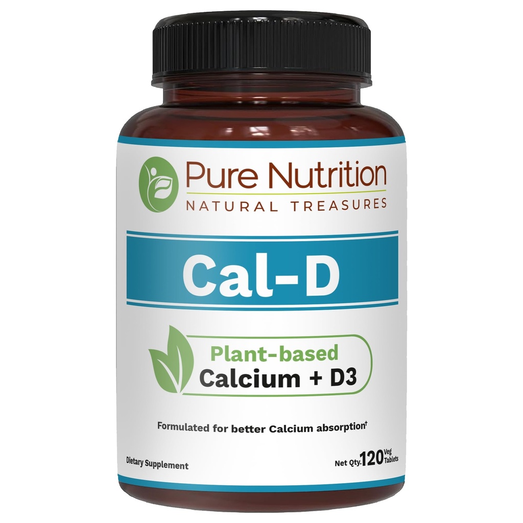 Pure Nutrition Cal D - Calcio baseado em plantas com VIT D3 K2 & Magnésio