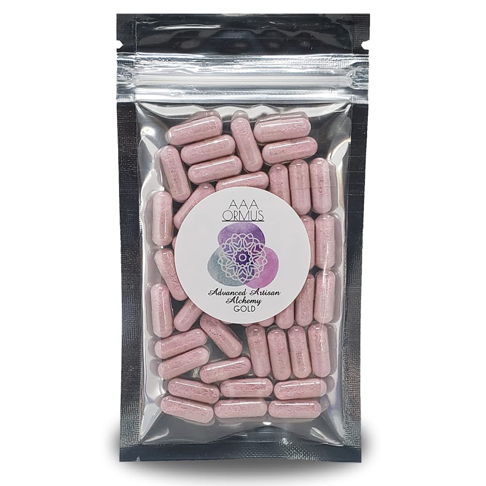 Ouro ORMUS - Cápsulas de ouro coloidal Vegan - Monoatômico Ouro Ormus - Pedra do Filósofo - 45 Count Bag