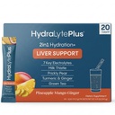 Suporte Hidralyte Fígado + Mistura de Eletrolitos com Cardo de Leite, Açafrão, Ginger, Prickly Pear, Extrato de Chá Verde Formulado para Reidratação Rápida (Pineapple Mango Ginger, 20 pacotes)