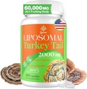 Cápsulas de cogumelos de cauda de Turquia lipossômicos, alta absorção orgânica Turquia cauda Mushroom Extract 2000MG; 30:1 Fruiting Body; Suplemento para Saúde Digestiva, Energia e suporte imunológico, Não-GMO -90 Cápsulas