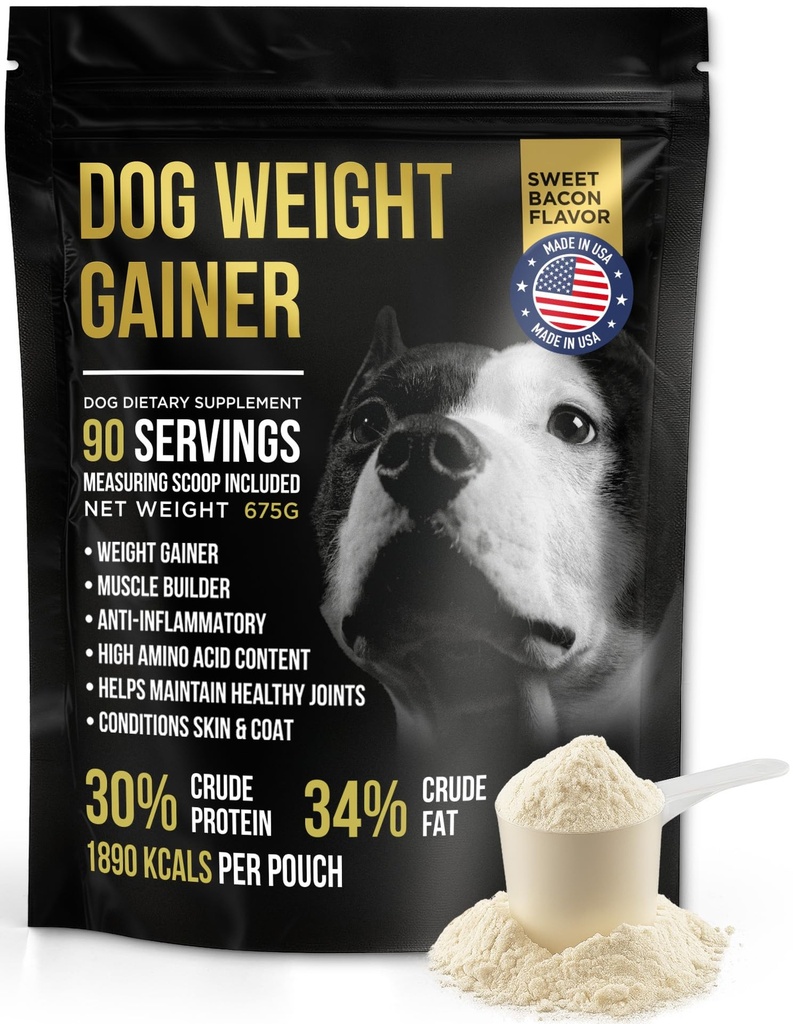 Peso do cão Gainer Aprox 90 Servings - Suplementos de ganho de peso para cães - Canino e Dog Muscle Builder - Feito nos EUA