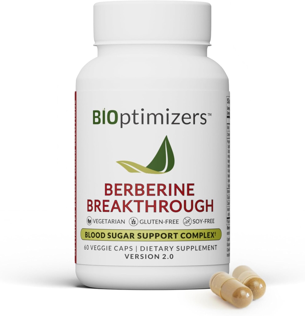 BIOptimizers Berberine Breakthrough 2.0 Suplemento, 60 Cápsulas - Vegetariana, Glúten- e Soy-Free