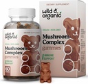 Gummies de cogumelos selvagens e orgânicos - Mane de leão, Cordyceps, Turquia Tail, Reishi, Chaga, Maitake - 10-em-1 Complexo - Gummies Suplemento de cogumelos para Imune & Suporte Cérebro - 60 Contagem