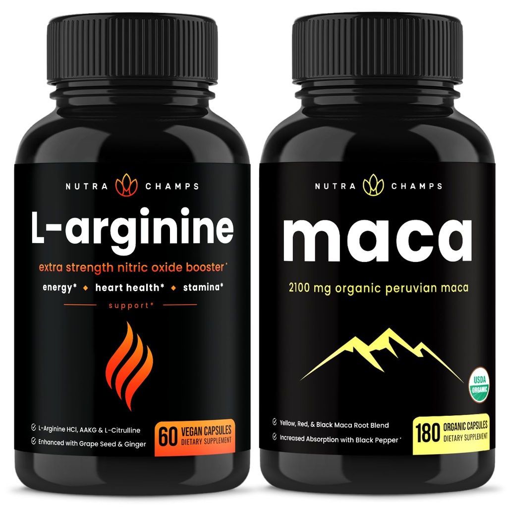 NutraChamps L-Arginina Cápsulas e Maca Cápsulas 2 Embalagem
