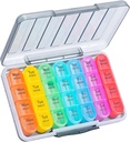 Daviky Weekly Pill Organizer 4 vezes por dia, Moisture-Proof Pill Box 7 dia, Daily Pill Case Medicine Organizer Box Fácil de Carregar, Organizador de comprimidos de viagem com 28 compartimentos para segurar vitaminas e remédios