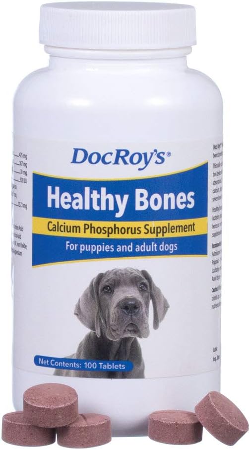 Revival Saúde Animal Doc Roy 's saudável ossos - cálcio Phosphorus Suplemento- para cães e cachorros- 100ct comprimidos