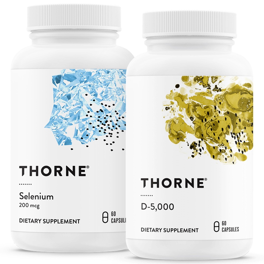 THORNE - Antioxidante e Bem-Estar - Selênio e Vitamina D-5000 - Suporta Saúde da Tiróide e Imune Função - 60 Servimentos