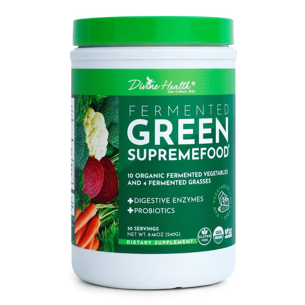 Saúde Divina Fermentado Verde Supremefood 14 USDA Orgânico & Fermentado Legumes e gramíneas