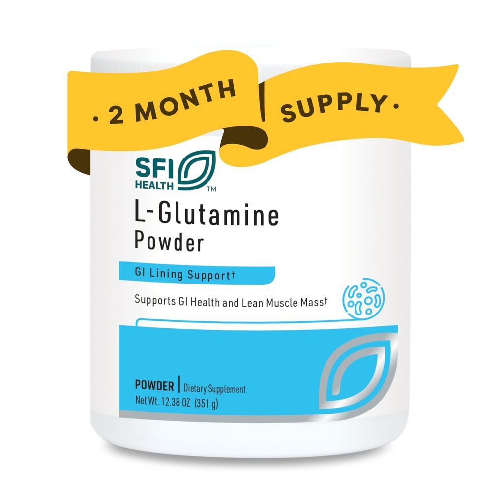 Klaire Labs SFI Health L Glutamina em pó - 5000mg de forma livre e hipoalergênico Aminoácido - Suporta recuperação muscular, suporte imunológico e saúde GI - Não lácteos e sem glúten (351 G / 60 Servings)
