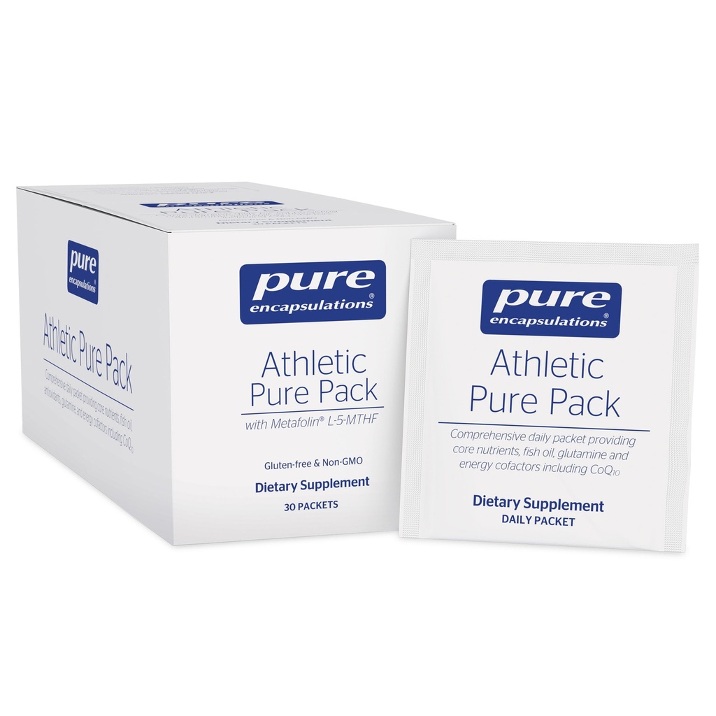 Pure Encapsulations Athletic Pure Pack (Pacote Atlético Puro diário abrangente) Fornecendo nutrientes essenciais, óleo de peixe, antioxidantes, glutamina e cofatores de energia, incluindo CoQ10 e Kre-Alkalyn 30 Packets
