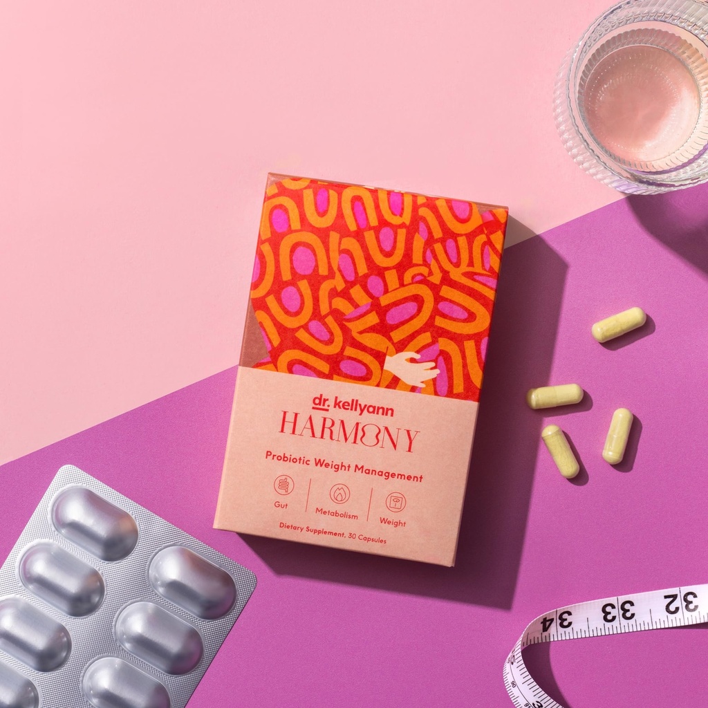 Dr. Kellyann Harmony Gestão de Peso Probiótico (30 Cápsulas) Prebiótico e Probiótico para apoiar o gerenciamento de peso e promover a saúde gut ideal