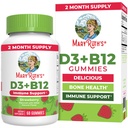 MaryRuth Orgânicos Vegan Vitamina D3 + Vitamina B12 Gummies 2 Mês de Abastecimento Suprimentos Saúde Óssea Suprimentos Imune Suporte Suplementos Energéticos