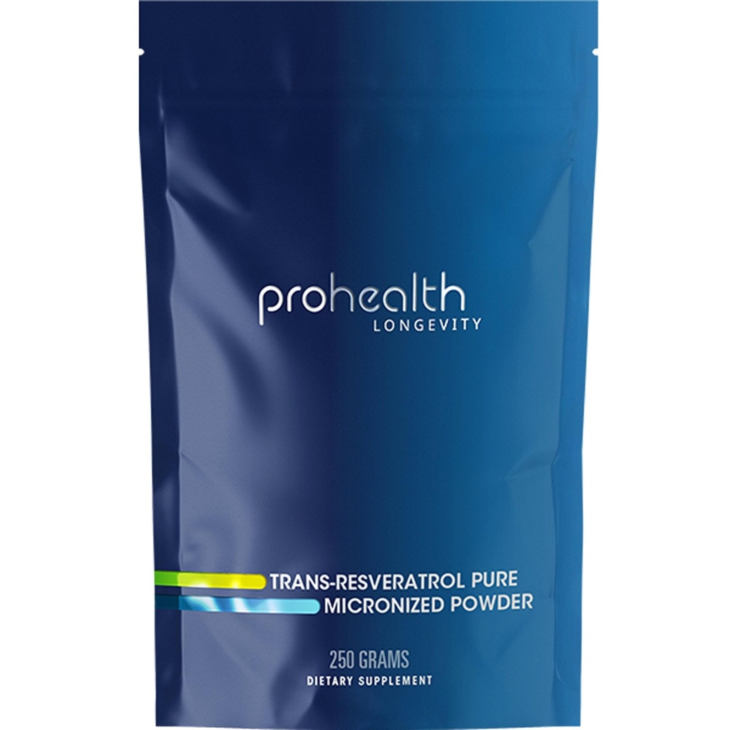 ProHealth Longevidade Bulk Trans Resveratrol Powder 250 Grams - Pure Pharmaceutical Grade, 1000 mg por Scoop, Absorção Superior e Biodisponibilidade