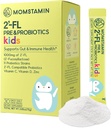 MOMSTAMIN 2'-FL HMO Prebióticos & Probióticos para Crianças, 1000mg Leite humano Oligossacarídeo 2'-FL Pó, Patented 11 Strains, saudável Gut Microbiome, Imune & Suplemento Digestivo, IBS Relief - 30 Sticks