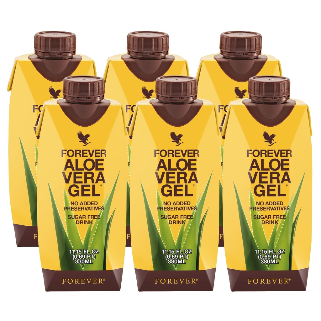 Viver para sempre - Aloe Vera Gel - 99,7% Pure Inner Leaf Aloe Vera Juice - Preservative-Free - 11.15 fl oz (Pacote de 6)
