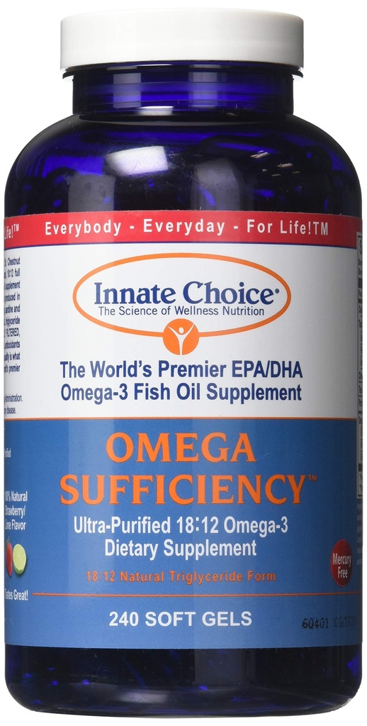 Cápsulas de óleo de peixe, Omega Sufficiency by Innate Choice, Strawberry Lime 240 Cápsulas