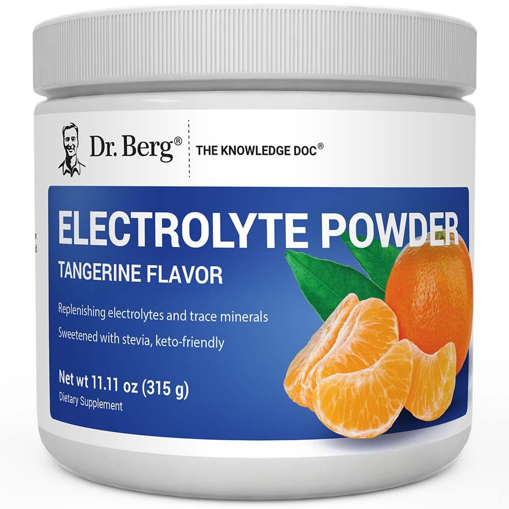 Dr. Berg Zero Sugar Hydration Keto Electrolyte Powder - Melhorado w/ 1000 mg de Potássio & Real Rosa Himalaia Sal (Sal de Não Mesa) - Tangerina sabor Hydration Drink Mix Supplement - 50 Servings