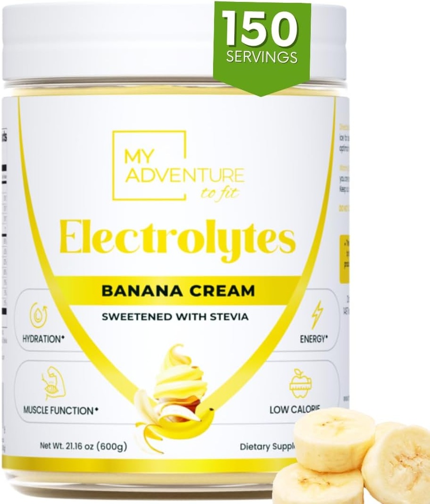 Zero Açúcar - Banana Creme Eletrólitos Pó - Hidratação refrescante - Cafeína Energia Livre com Todos os Ingredientes Naturais - Vegan Keto & Paleo - Açúcar Free Eletrólitos Pó Drink Mix - 150 Servings