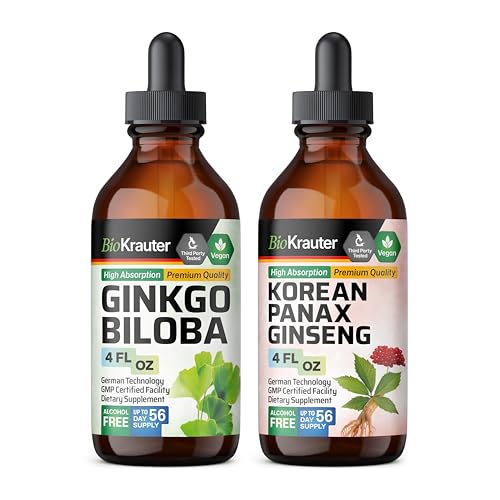 BIO KRAUTER Ginkgo Biloba Tintura 4 Fl. Oz. & Ginseng Tintura 4 Fl. Oz.