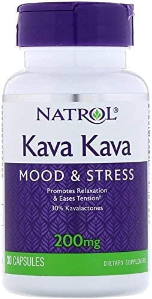Natrol Kava Kava Cápsula, 200 Mg - 30 por embalagem - 3 embalagens por caso.